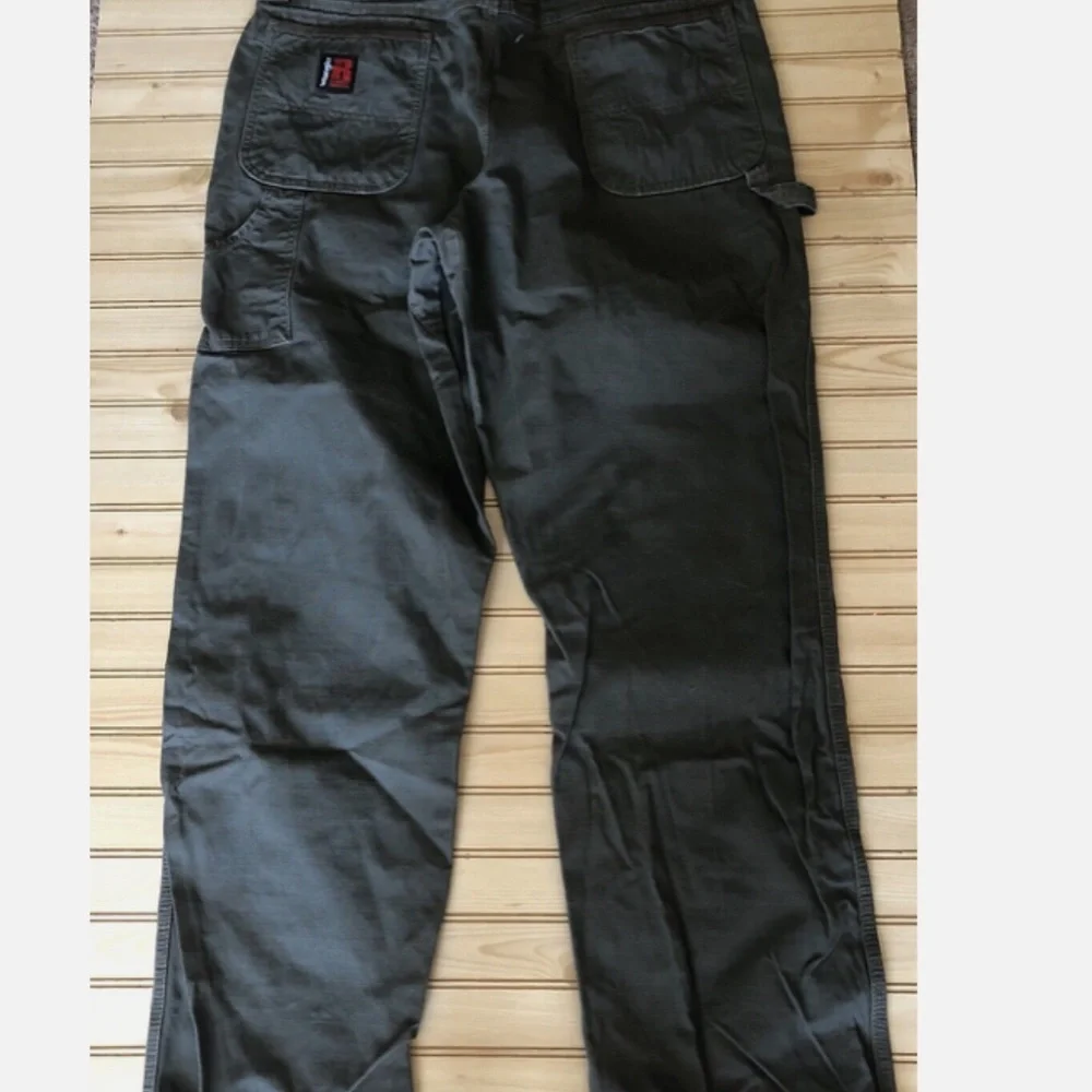 Wrangler Riggs Workwear Olive Green Canvas Ripsop Carpenter Workpants Men 38x32 - Picture 5 of 12